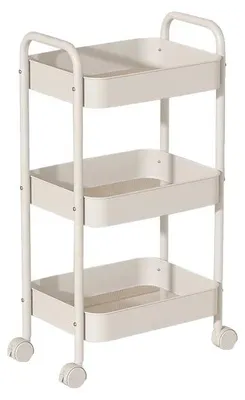 Productafbeelding van Opbergwagen, 3-laags ontwerp, ruimtebesparende organizer, WIT