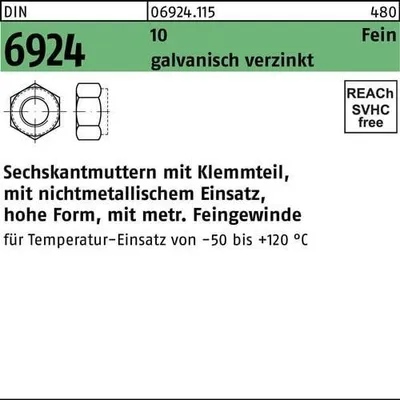 Produktbild von Reyher  Sechskantmuttern DIN 6924 10 M 24 x 2 galv. vz (25 Stück)