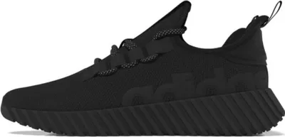 A black Adidas sneaker is shown from the side against a white background.
