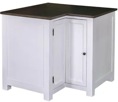 Obrázek produktu pro Casa Padrino rohová kuchyňská skříňka ve venkovském stylu bílá / černá 98 x 98 x v. 90 cm - kuchyňská skříňka s dvířky ve venkovském stylu