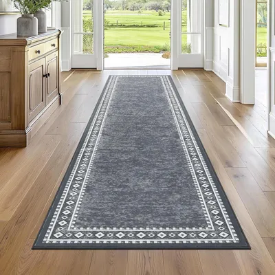 Produktbild von Enyhom Lang Teppich Läufer 66x240 cm grau rutschfest waschbar ideal für Flur Küche Eingang