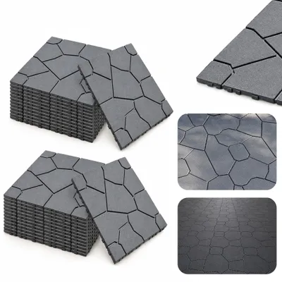 Productafbeelding van 11 stuks WPC-tegels, 30x30 cm, 1 m² balkontegels, kliktegels voor tuin en terras, grijs