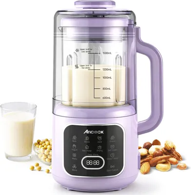 Image de Machine à Boisson au soja autonettoyante, idéale pour le Boisson aux amandes, le Boisson au soja et les smoothies, moteur puissant de 800 W, livrée avec un livre de recettes, sans BPA