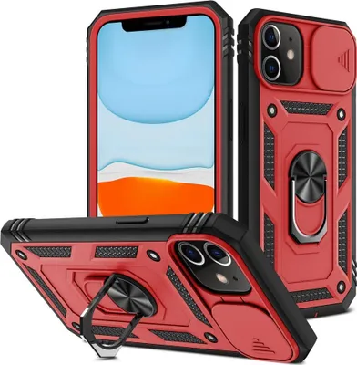 Produktbild von iPhone 11 Hülle - Coverup Ring Ständer Back Cover mit Kamera Schutz - Rot