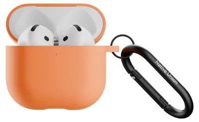 Image de Native Union, étui en silicone pour AirPods 4 avec mousqueton en métal, orange