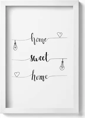 Produktbild von Inschrift für die Wohnung „home, sweet home“– Wandbild mit Rahmen – Gerahmtes Bild – Wanddekoration – 20x30 cm – Weiß