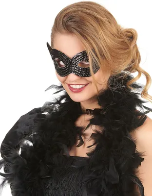 Image de Masque pour les yeux avec paillettes noir - taille unique