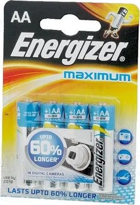 Image de 1 pile : alcaline, 1,5 V. Nombre de piles : 4. Type de piles : AA, Maximum/Max Plus