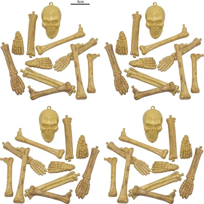 Produktbild von 4x Halloween Skelett Deko-Set´s (Knochen & Totenkopf)