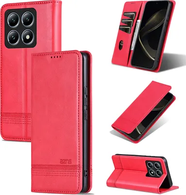 Produktbild von Leder Hülle für Xiaomi 14T Pro, Klapphüllen Brieftasche Magnetverschluss Ständer Schutzhülle Rosa