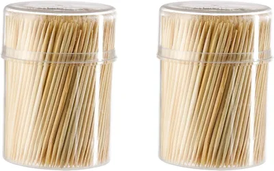 Productafbeelding van Premium bamboe tandenstokers - Dispenserdoos - Tandverzorging van natuurlijk hout dubbele punt - Aperitief en cocktails