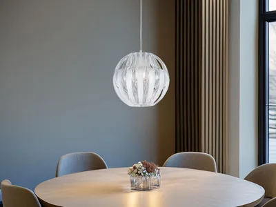 Produktbild von LED Kugel Pendelleuchte Lampenschirm Transparent, Esstischlampe hängend Ø 30cm