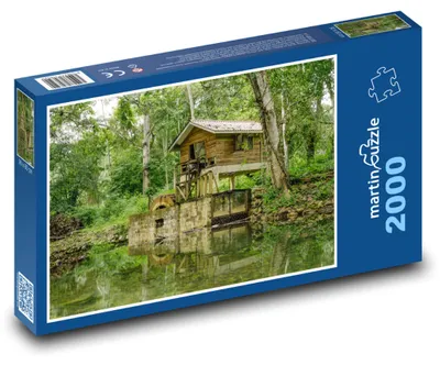 Produktbild von Puzzle 2000 Wassermühle im Wald - martinpuzzle