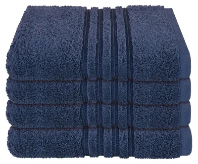 Produktbild von SCHIESSER Handtuchset Milano | Einfarbig | 4-teilig | 100% Baumwolle | Weich & Saugstark | 50x100 cm | Dunkelblau