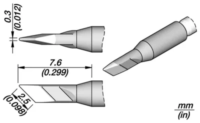 Obrázok produktu pre JBC spájkovací hrot série C210, špeciálny tvar, C210033/2,5 mm, čepeľ C210033 (2210)