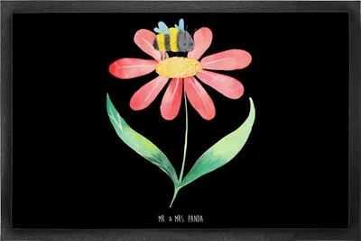 Produktbild von Mr. & Mrs. Panda Schmutzfangmatte Hummel Blume 60 x 90 cm - Schwarz - Geschenk, Türmatte, Fussmatte, Schmutzfangteppich, Natur, Hummeln, Wespe, Lustige Sprüche, fußmatte