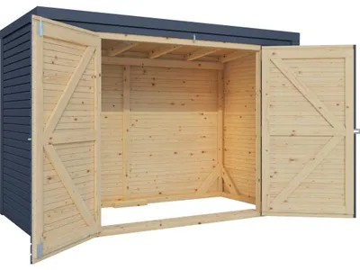 Produktbild von WOODTEX Anthrazit Bikebox Geräteschrank Velo, Rhombusprofil 18 Mm Fichtenholz, Sicherheitsüberfalle, Wettergeschützt, Elementbauweise, Gartengerätehaus