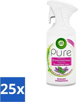 Zdjęcie produktu dla Air Wick Pure – spray do pomieszczeń – olejki eteryczne – lawenda – 250 ml – opakowanie ekonomiczne – 25 sztuk