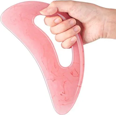 Produktbild von Großer Gua Sha Massager mit Griff - Anti-Zellulitis - Gua Sha Steine - Entspannung - Massagehilfe - Für Cellulitis, Muskuläre Entspannung und Lymphdrainage - Rosa