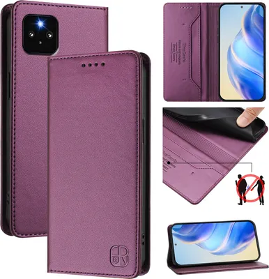 Produktbild von Lederhülle für Google Pixel 5 Hülle Flip Brieftasche Kartenfächern Ständer Schutzhülle Lila