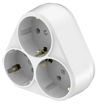 Produktbild von Braytron 3-fach Schuko Steckdosenadapter Typ F Weiß 250V 16A mit Kindersicherung