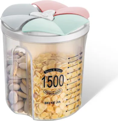 Produktbild von 1,5 l luftdichte Vorratsdosen, 3 Gitter klare Vorratsdosen, Lebensmittelaufbewahrungsbehälter, Ausgießbehälter, BPA-freie versiegelte Aufbewahrungsbox, luftdichte Vorratsdosen für Lebensmittel (3 Gitter 1500 ml)
