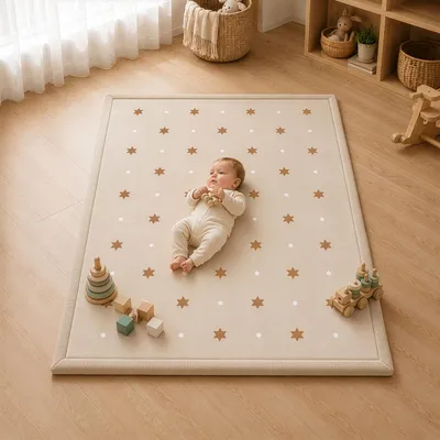 Produktbild von Sanosoft samtweicher und kuscheliger Krabbelteppich "Sterne" 120x170cm