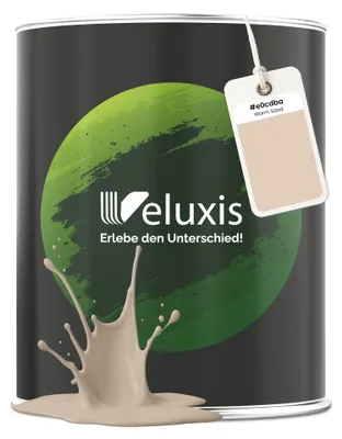 Produktbild von Wandfarbe Beige Creme Hellgrau Matt Innenfarbe – Deckkraft Klasse 1, VOC-frei, Ohne Grundierung, Tropfarm – Wohnzimmer & Schlafzimmer – 2,5L – Veluxis (Warm Sand)