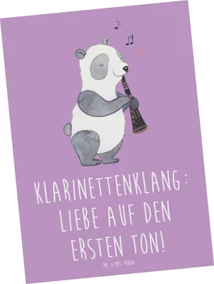 Produktbild von Mr. & Mrs. Panda Postkarte Klarinette Liebe  - Lavendeltraum - Geschenk, Ansichtskarte, Musiker, Lernen, Postkarten, Fotokarte, bildkarte, Melodie, Holzblasinstrument