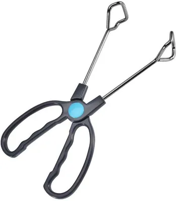 Image de Pince à barbecue - Pince à grillades - acier inoxydable - 25 × 8 cm - argent, noir - Accessoires pour pinces à barbecue