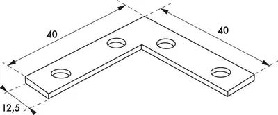 Image de Equerre de fenêtre pour porte, 40x40x12,5mm, bouts carrés, acier zingué - THIRARD