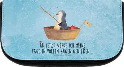 Produktbild von Mr. & Mrs. Panda kosmetiktäschchen Pinguin Angelboot - Eisblau - Geschenk, Organizer, Optimistisch, Waschbeutel, Kosmetiktasche, Leben, Boot, schmink, Kulturbeutel