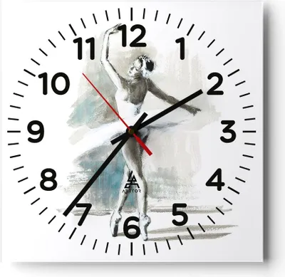 Produktbild von Wanduhr - Quadrat - Glasuhr - Ballerina Tanz Frau - 40x40cm - Schleichendes Uhrwerk - Lautlos - zum Aufhängen bereit - Dekoration Modern - Wanddekoration aus Glas - C4AC40x40-4953