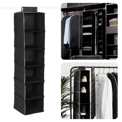 Produktbild von Cheqo® Hängeorganizer - 6 Fächer - 15 x 30 x 84 cm - Schwarz
