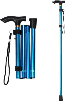 Obrázek produktu pro Nastavitelná turistická hůl - 85-95 cm - 5 úrovní nastavení výšky, lehká turistická hůl - trekingové hole - nastavitelná turistická hůl - turistická hůl pro seniory - protiskluzová - stabilní - pro turistiku - turistická hůl - turistické hole - modrá