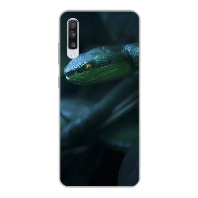 Produktbild von MuchoWow® Handyhülle Schutzhülle Hülle für Samsung Galaxy A70 Schlange - Makro - Holz Silikon Softcase Handy Hülle - Schutzhaube