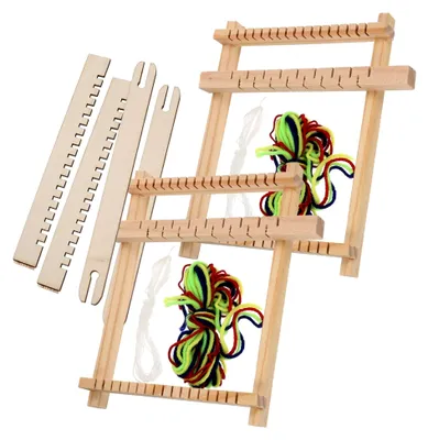 Produktbild von 2 Stück Holzwebstuhl DIY - Handwebstuhl aus Holz für Kinder