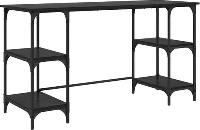 Obrázek produktu pro vidaXL Psací stůl s policí vzhled černý dub 140 x 50 x 75 cm