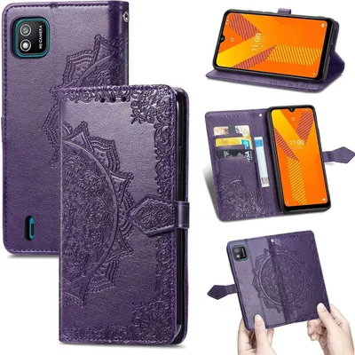 Zdjęcie produktu dla Pokrowiec König Design kompatybilny z etui na telefon komórkowy Wiko Y62 ze skóry syntetycznej - Fioletowe etui na telefon komórkowy