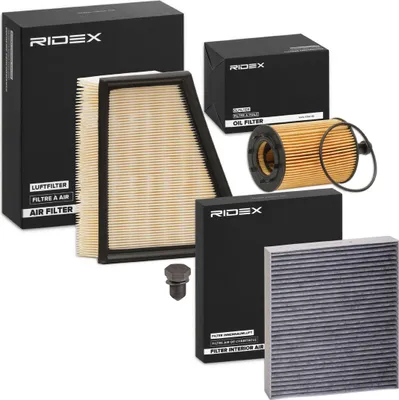 Produktbild von RIDEX Filterset Inspektionspaket Filtersatz für VW POLO (9N) Fox Schrägheck (5Z1, 5Z3, 5Z4) für SKODA Fabia II Schrägheck (542) Fabia I Combi (6Y5)