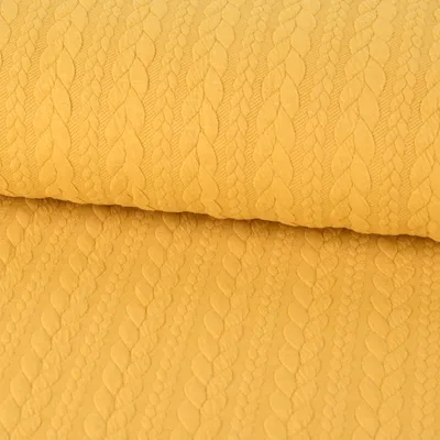 Produktbild von Bekleidungsstoff Meterware Cably Zopfmuster einfarbig safrangelb 1,5m