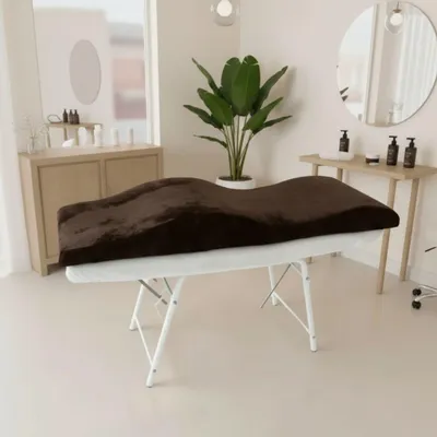 Produktbild von Wellenmatratze 180x60 cm mit Memory-Schaum & Veloursbezug – Anatomische Matratze für Kosmetikliege, Wimpernverlängerung & PMU, dunkelbraun