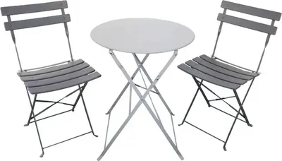 Produktbild von Cavo Bistroset 3-teilig, zusammenklappbar, Grau, runder Tisch Ø 59 cm H 71 cm