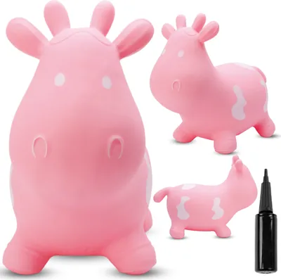 Immagine prodotto di Animali gonfiabili SUN BABY da 1 anno con pompa giocattolo gonfiabile in gomma di alta qualità e resistente mucca rosa