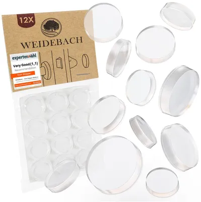 Obrázok produktu pre 12 kusov diskrétnych dverových zarážok, priehľadných, samolepiacich