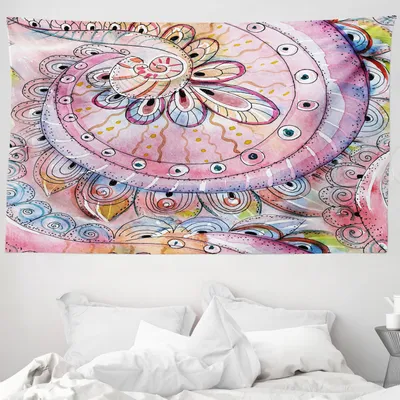 Produktbild von ABAKUHAUS orientalisch Wandteppich, Aquarell Effects Kunst aus Weiches Mikrofaser Stoff Waschbar ohne Verblassen Digitaldruck, 230 x 140 cm, Mehrfarbig