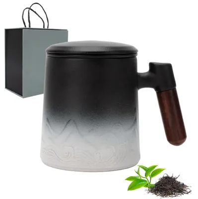 Image de Tasse à thé avec couvercle et filtre - 450 ml, en céramique