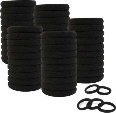 Image de 50 pièces d'élastiques pour cheveux Noir Bandeau élastique pour femmes filles