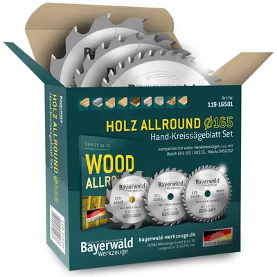Productafbeelding van Cirkelzaagbladenset Ø 165 mm (3 st.) voor het zagen van hout en meubelplaten