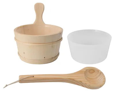Immagine prodotto di Set di accessori per sauna, composto da un secchio da 4 litri e una paletta, con inserto in plastica, adatto per spa, piscine e vasche idromassaggio